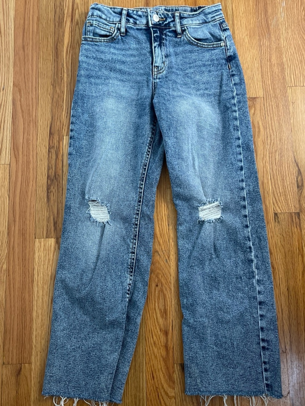 art class Girls Light Blue Distressed Straight-Leg Jeans